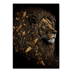 Abstract Black Gold Animal Canvas Painting Owl Tiger Lion Wolf Eagle Zebra Bull Posters Wall Art Pictures for Room Home Decor acacuss