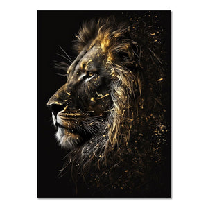 Abstract Black Gold Animal Canvas Painting Owl Tiger Lion Wolf Eagle Zebra Bull Posters Wall Art Pictures for Room Home Decor acacuss