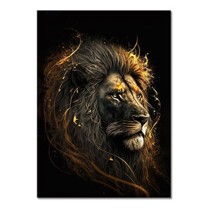 Abstract Black Gold Animal Canvas Painting Owl Tiger Lion Wolf Eagle Zebra Bull Posters Wall Art Pictures for Room Home Decor acacuss