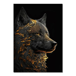Abstract Black Gold Animal Canvas Painting Owl Tiger Lion Wolf Eagle Zebra Bull Posters Wall Art Pictures for Room Home Decor acacuss