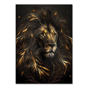 Abstract Black Gold Animal Canvas Painting Owl Tiger Lion Wolf Eagle Zebra Bull Posters Wall Art Pictures for Room Home Decor acacuss