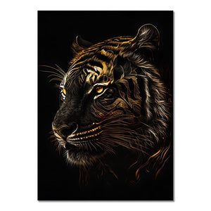 Abstract Black Gold Animal Canvas Painting Owl Tiger Lion Wolf Eagle Zebra Bull Posters Wall Art Pictures for Room Home Decor acacuss