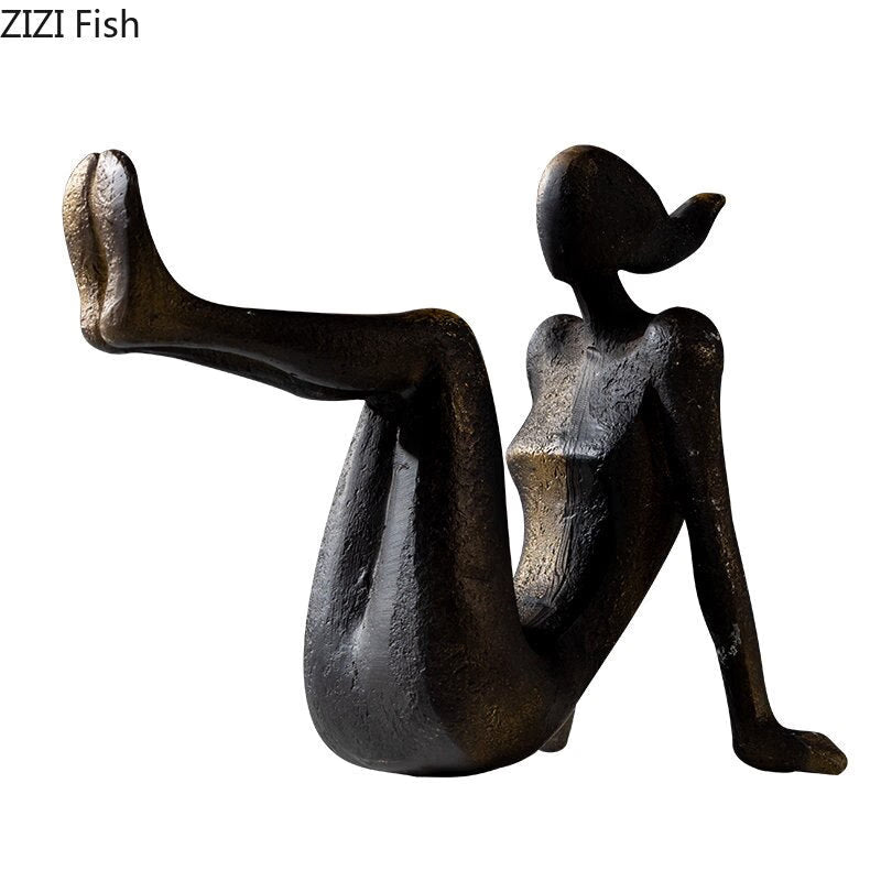 Abstract Character Girl Statue Decorative Bookends Library Bookcase Bookshelf Bookends Desk Decoration Resin Figures Sculpture acacuss