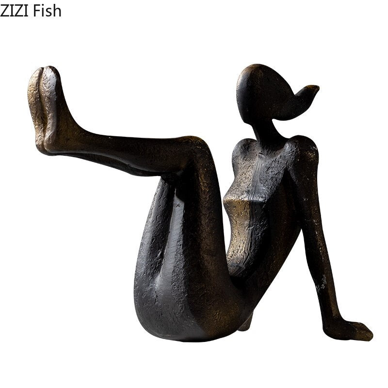 Abstract Character Girl Statue Decorative Bookends Library Bookcase Bookshelf Bookends Desk Decoration Resin Figures Sculpture acacuss