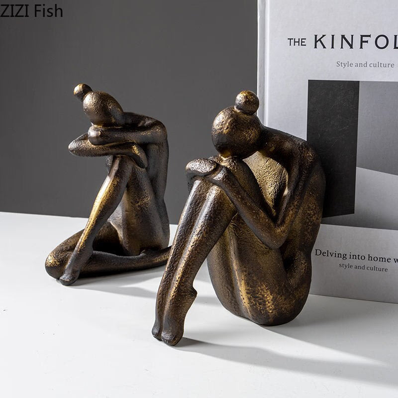 Abstract Character Girl Statue Decorative Bookends Library Bookcase Bookshelf Bookends Desk Decoration Resin Figures Sculpture acacuss
