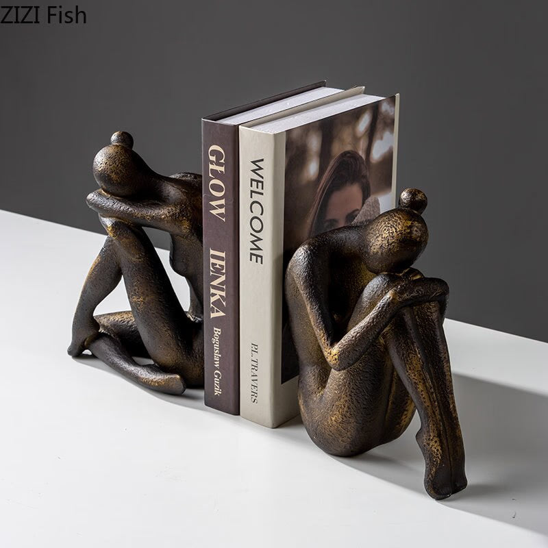 Abstract Character Girl Statue Decorative Bookends Library Bookcase Bookshelf Bookends Desk Decoration Resin Figures Sculpture acacuss