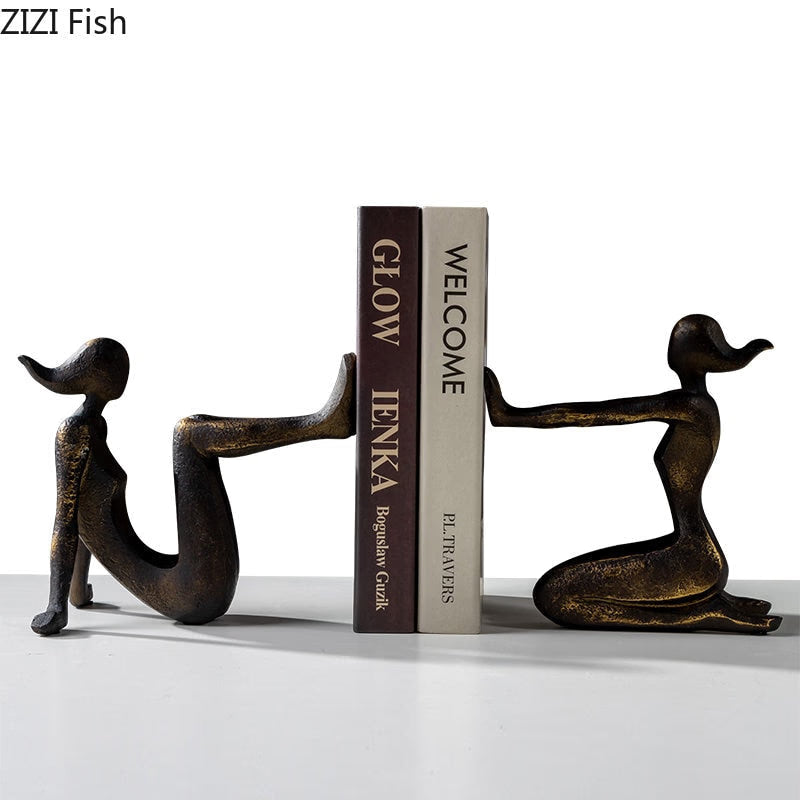 Abstract Character Girl Statue Decorative Bookends Library Bookcase Bookshelf Bookends Desk Decoration Resin Figures Sculpture acacuss