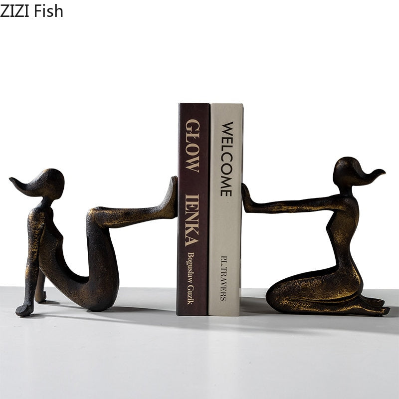 Abstract Character Girl Statue Decorative Bookends Library Bookcase Bookshelf Bookends Desk Decoration Resin Figures Sculpture acacuss