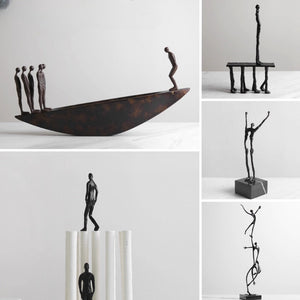 Abstract Creative Sculpture Balance Figure Art Ornaments Home Room Entrance Study Decorative Multi-Person Seesaw Statue acacuss