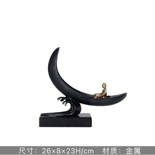 Abstract Creative Sculpture Balance Figure Art Ornaments Home Room Entrance Study Decorative Multi-Person Seesaw Statue acacuss