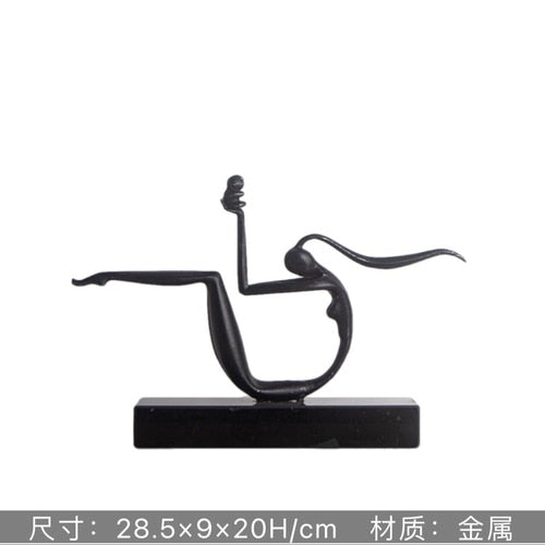 Abstract Creative Sculpture Balance Figure Art Ornaments Home Room Entrance Study Decorative Multi-Person Seesaw Statue acacuss