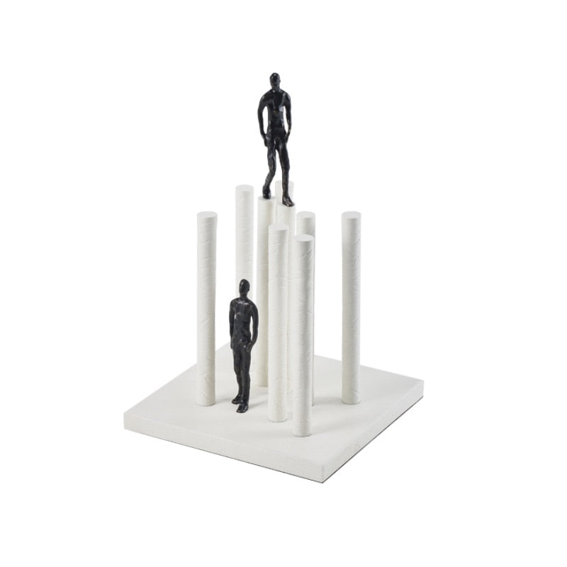 Abstract Creative Sculpture Balance Figure Art Ornaments Home Room Entrance Study Decorative Multi-Person Seesaw Statue acacuss
