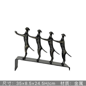 Abstract Creative Sculpture Balance Figure Art Ornaments Home Room Entrance Study Decorative Multi-Person Seesaw Statue acacuss