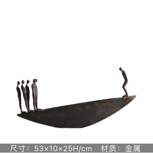Abstract Creative Sculpture Balance Figure Art Ornaments Home Room Entrance Study Decorative Multi-Person Seesaw Statue acacuss