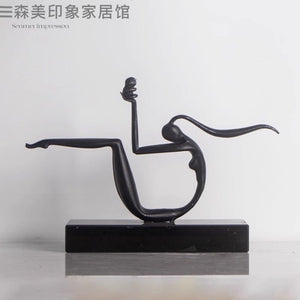 Abstract Creative Sculpture Balance Figure Art Ornaments Home Room Entrance Study Decorative Multi-Person Seesaw Statue acacuss