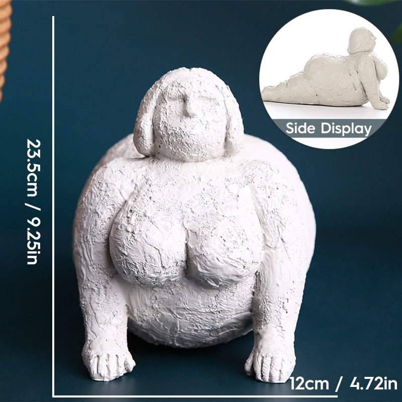 Abstract Fat Lady Figurines Art Yoga Plump Women Statues Resin