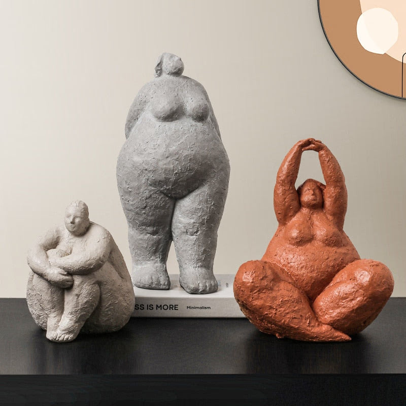 Abstract Fat Lady Figurines Art Yoga Plump Women Statues Resin Female Character Tabletop Decor Crafts Home Decoration Ornaments acacuss