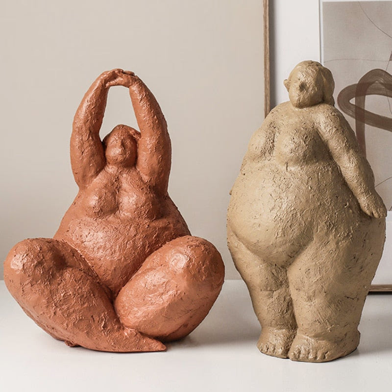 Abstract Fat Lady Figurines Art Yoga Plump Women Statues Resin Female Character Tabletop Decor Crafts Home Decoration Ornaments acacuss