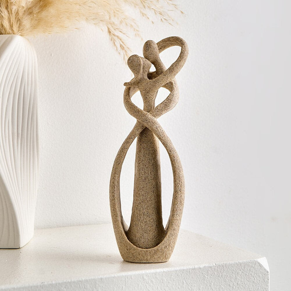 Abstract Figurine Folk Art Style Home Decoration Resin Couple Sculpture Decorative Living Room Table Ornaments Interior Statue acacuss