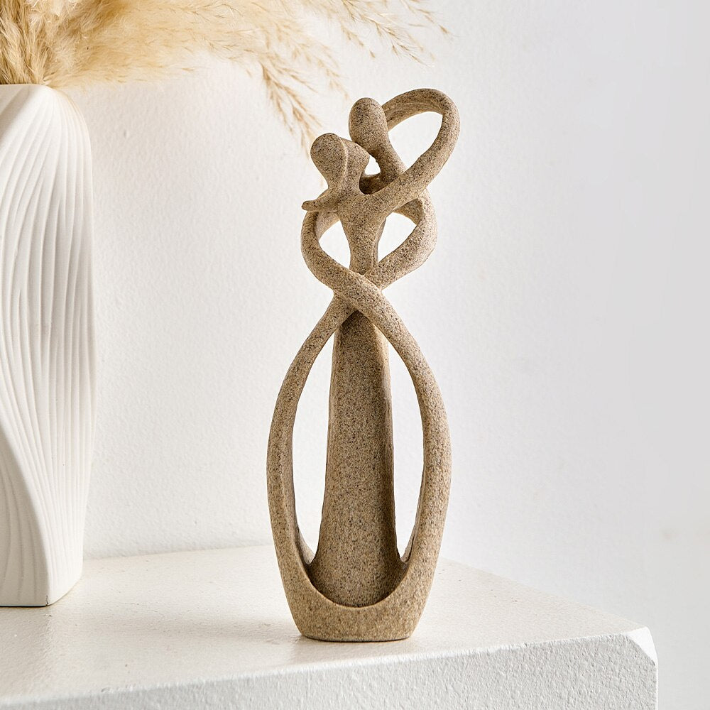 Abstract Figurine Folk Art Style Home Decoration Resin Couple Sculpture Decorative Living Room Table Ornaments Interior Statue acacuss