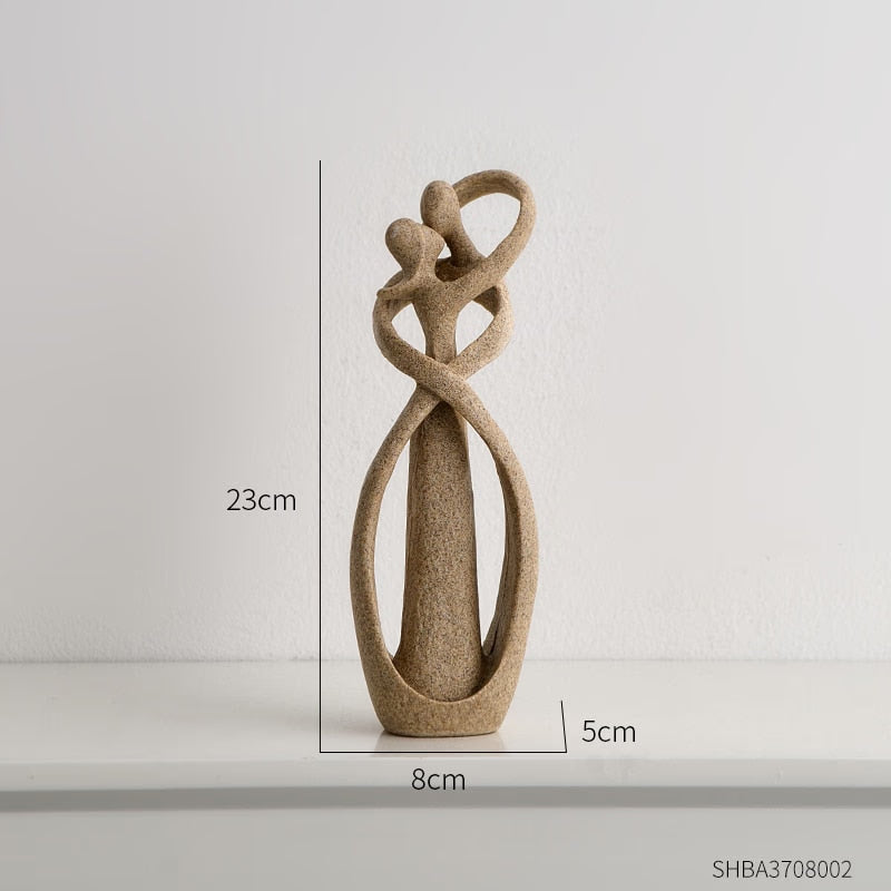 Abstract Figurine Folk Art Style Home Decoration Resin Couple Sculpture Decorative Living Room Table Ornaments Interior Statue acacuss