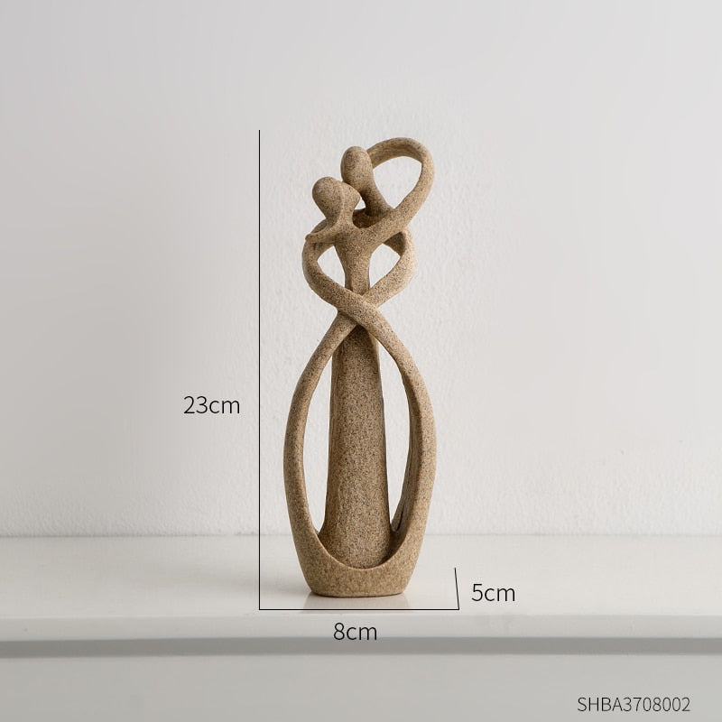 Abstract Figurine Folk Art Style Home Decoration Resin Couple Sculpture Decorative Living Room Table Ornaments Interior Statue acacuss