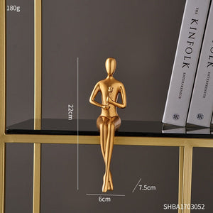 Abstract Golden Sculpture & Figurines for Interior Resin Figure Statue Modern Home Decor Desk Accessories Nordic Room Decoration acacuss