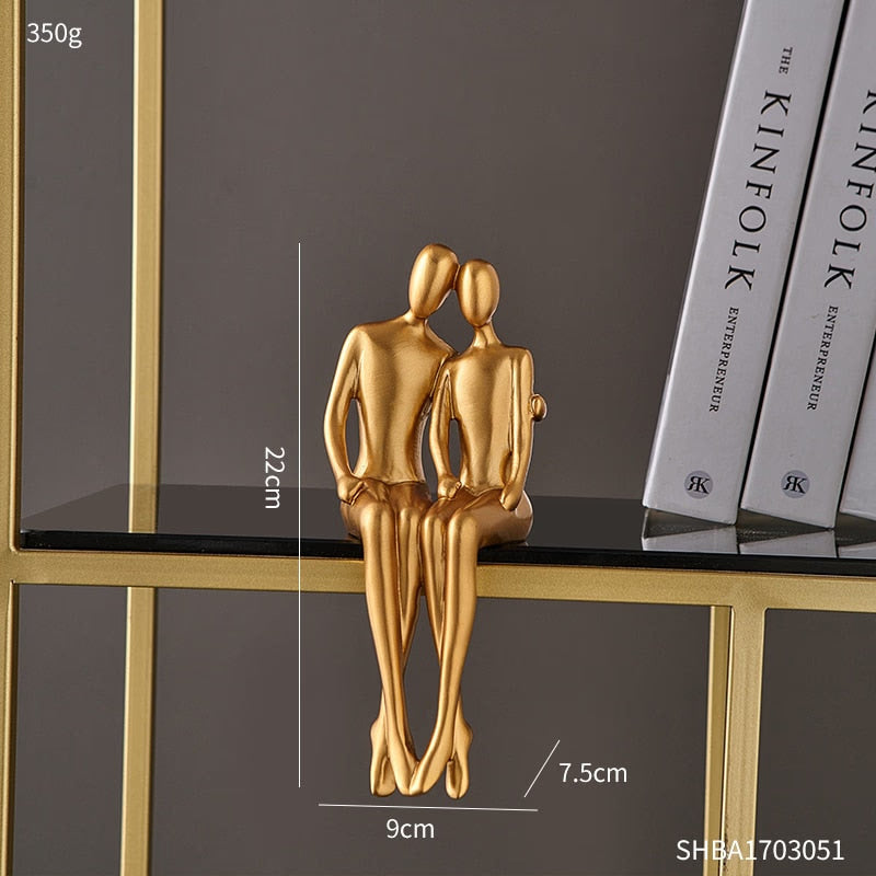 Abstract Golden Sculpture & Figurines for Interior Resin Figure Statue Modern Home Decor Desk Accessories Nordic Room Decoration acacuss