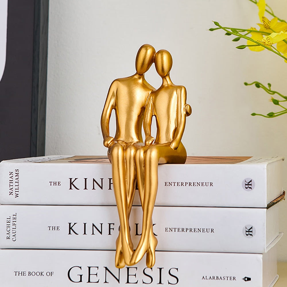 Abstract Golden Sculpture & Figurines for Interior Resin Figure Statue Modern Home Decor Desk Accessories Nordic Room Decoration acacuss