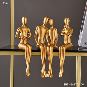 Abstract Golden Sculpture & Figurines for Interior Resin Figure Statue Modern Home Decor Desk Accessories Nordic Room Decoration acacuss