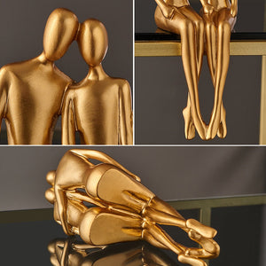 Abstract Golden Sculpture & Figurines for Interior Resin Figure Statue Modern Home Decor Desk Accessories Nordic Room Decoration acacuss