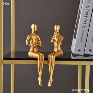 Abstract Golden Sculpture & Figurines for Interior Resin Figure Statue Modern Home Decor Desk Accessories Nordic Room Decoration acacuss