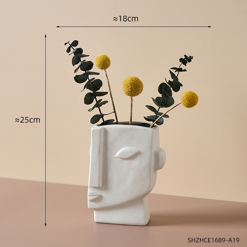 Abstract Human Face Vases Ceramic Crafts Home Decoration Accessories Living Room Table Ornaments Hydroponic Vases Garden Decor acacuss