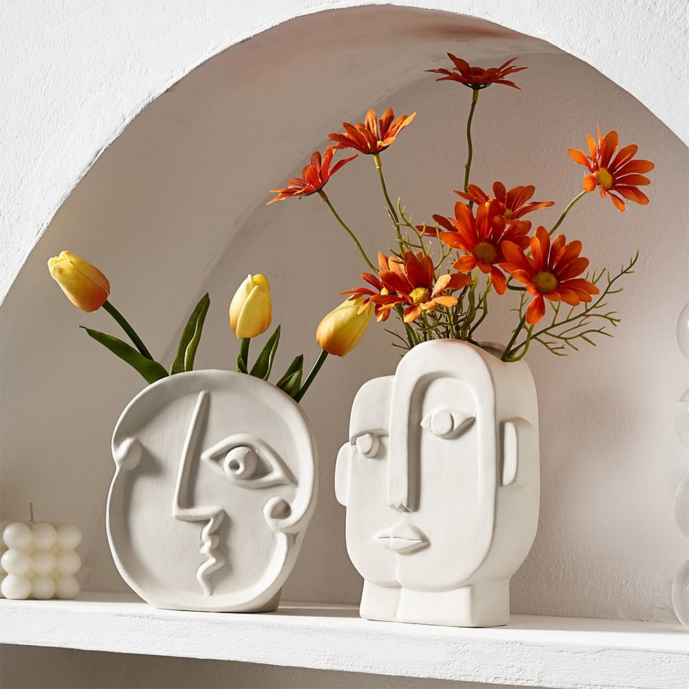 Abstract Human Face Vases Ceramic Crafts Home Decoration Accessories Living Room Table Ornaments Hydroponic Vases Garden Decor acacuss