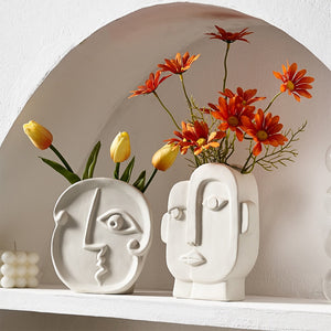 Abstract Human Face Vases Ceramic Crafts Home Decoration Accessories Living Room Table Ornaments Hydroponic Vases Garden Decor acacuss