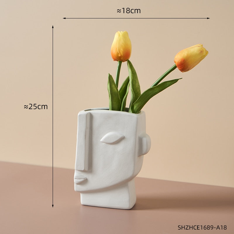 Abstract Human Face Vases Ceramic Crafts Home Decoration Accessories Living Room Table Ornaments Hydroponic Vases Garden Decor acacuss