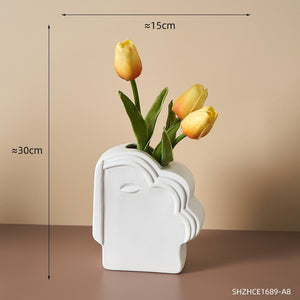 Abstract Human Face Vases Ceramic Crafts Home Decoration Accessories Living Room Table Ornaments Hydroponic Vases Garden Decor acacuss