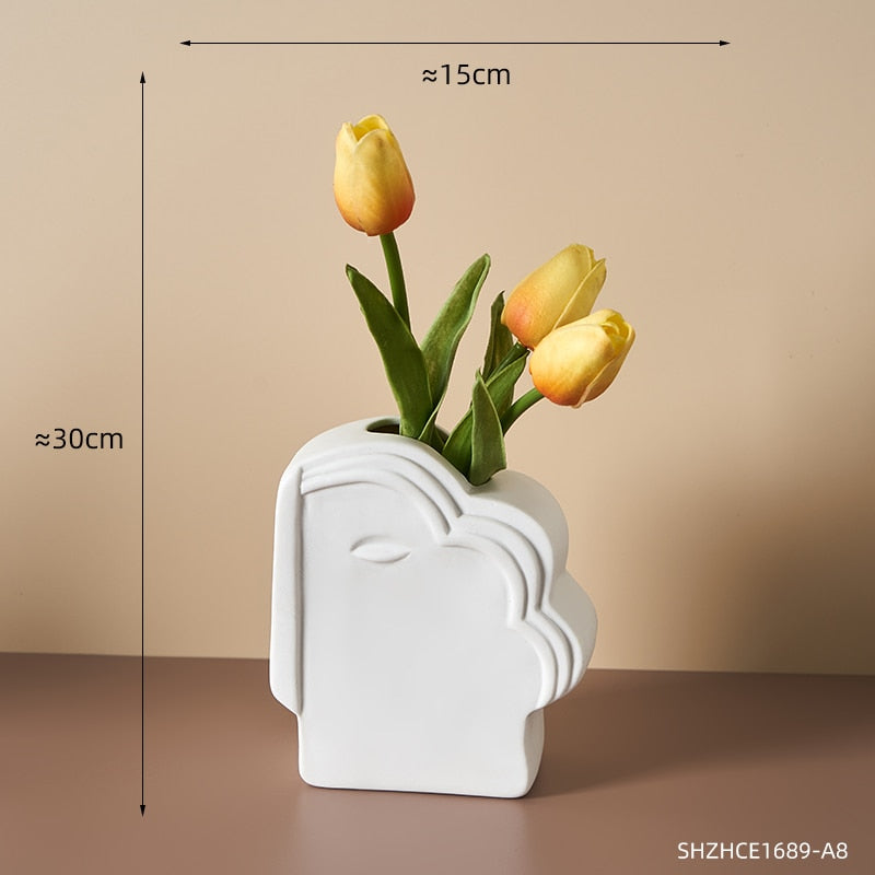 Abstract Human Face Vases Ceramic Crafts Home Decoration Accessories Living Room Table Ornaments Hydroponic Vases Garden Decor acacuss