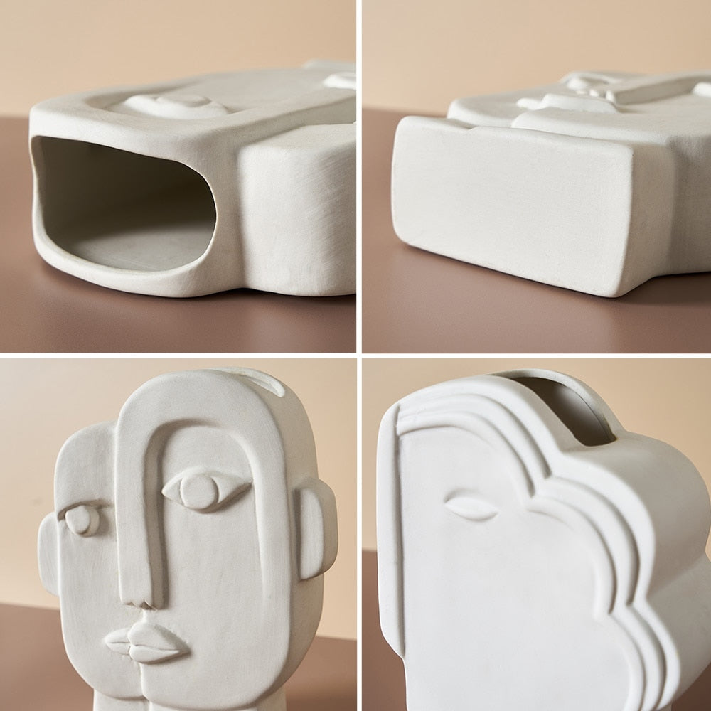 Abstract Human Face Vases Ceramic Crafts Home Decoration Accessories Living Room Table Ornaments Hydroponic Vases Garden Decor acacuss