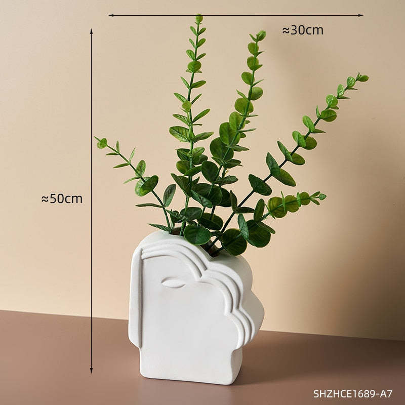 Abstract Human Face Vases Ceramic Crafts Home Decoration Accessories Living Room Table Ornaments Hydroponic Vases Garden Decor acacuss