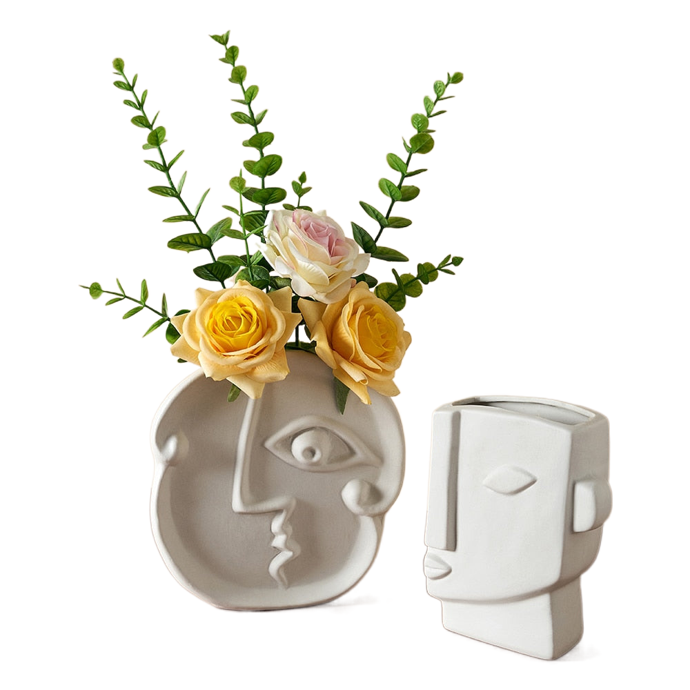 Abstract Human Face Vases Ceramic Crafts Home Decoration Accessories Living Room Table Ornaments Hydroponic Vases Garden Decor acacuss