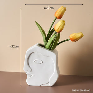 Abstract Human Face Vases Ceramic Crafts Home Decoration Accessories Living Room Table Ornaments Hydroponic Vases Garden Decor acacuss