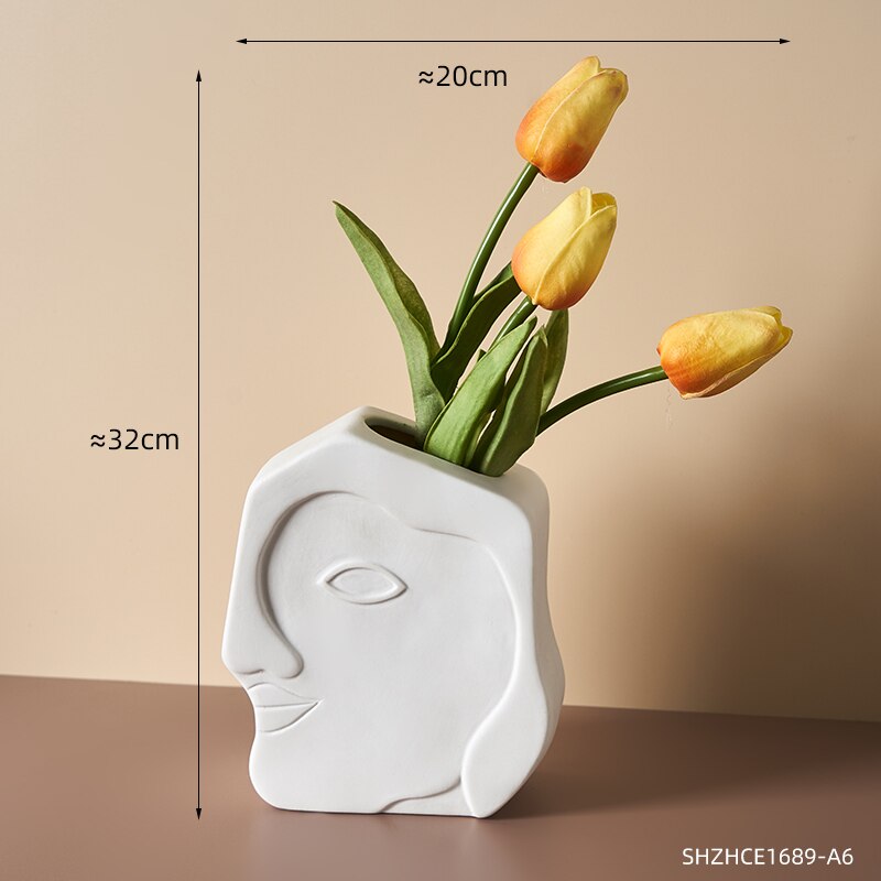 Abstract Human Face Vases Ceramic Crafts Home Decoration Accessories Living Room Table Ornaments Hydroponic Vases Garden Decor acacuss