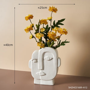 Abstract Human Face Vases Ceramic Crafts Home Decoration Accessories Living Room Table Ornaments Hydroponic Vases Garden Decor acacuss