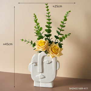 Abstract Human Face Vases Ceramic Crafts Home Decoration Accessories Living Room Table Ornaments Hydroponic Vases Garden Decor acacuss