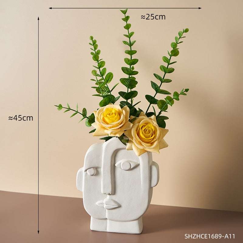 Abstract Human Face Vases Ceramic Crafts Home Decoration Accessories Living Room Table Ornaments Hydroponic Vases Garden Decor acacuss