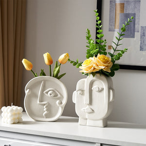 Abstract Human Face Vases Ceramic Crafts Home Decoration Accessories Living Room Table Ornaments Hydroponic Vases Garden Decor acacuss