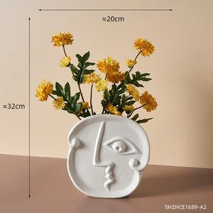 Abstract Human Face Vases Ceramic Crafts Home Decoration Accessories Living Room Table Ornaments Hydroponic Vases Garden Decor acacuss