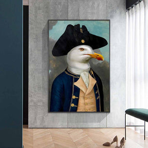 Abstract Lion in Military Uniform Canvas Paintings On the Wall Art Posters And Prints Funny Art Animals Picture Home Decoration acacuss