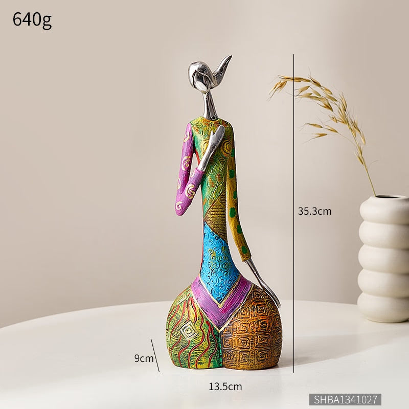 Abstract art figure ornaments Aesthetic living room decor Resin sculpture Women figures statue National Style Decoration Home acacuss
